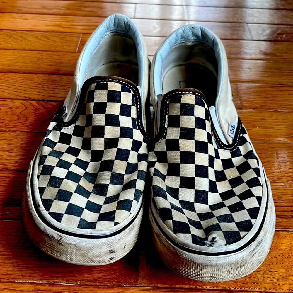 Checkered Vans Slip-ons